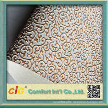 Gold Embossed Design PVC Leather Vinyl